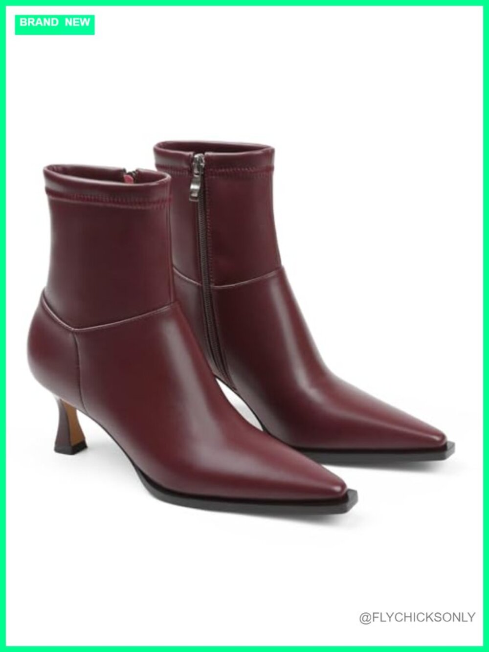 Women's Ankle Boots Kitten Heel Pointed Toe Faux Leather Side Zip Booties